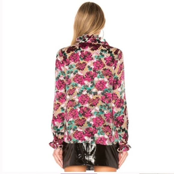 Saloni Emile Floral-Print Button-Front Silk Top 🌺 size 2 - Picture 4 of 10